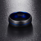 Blue Plated and Black Matte Finish Groove Tungsten Carbide Ring (Jewelry)
