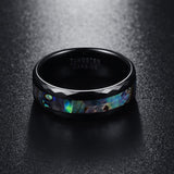 Black Polished Facet and Abalone Shell Tungsten Carbide Ring (Jewelry)