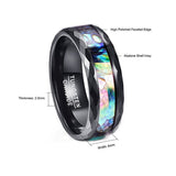 Black Polished Facet and Abalone Shell Tungsten Carbide Ring (Jewelry)