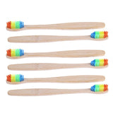 Environmental-friendly Rainbow Bamboo Toothbrush (10pcs/set, bathroom)