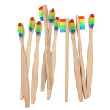 Environmental-friendly Rainbow Bamboo Toothbrush (10pcs/set, bathroom)