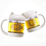 Cute Cat/Monkey Fish/Heart Tea Infuser Glass Mug (Kitchen)