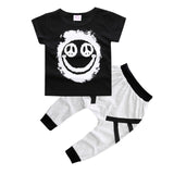 Casual Newborn/Kid Clothing Set: Multi-style print short-sleeved T-shirt+pants