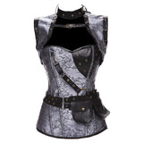 Steampunk Boned Corset Leather Gothic Cosplay Outfit (Halloween)