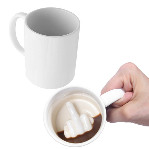Funny Novelty Style White Middle Finger Coffee Mug (Kitchen)