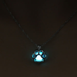 Dog Paw Glow in the Dark Silver Chain Necklace (Jewelry)