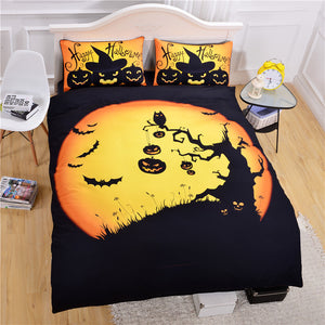 Happy Halloween Pumpkin Bat Tree Kids Bedding Set