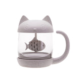 Cute Cat/Monkey Fish/Heart Tea Infuser Glass Mug (Kitchen)
