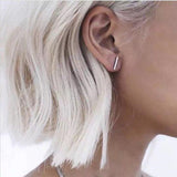 Simple T Bar Stud Earrings for Ladies & Girls (Jewelry)